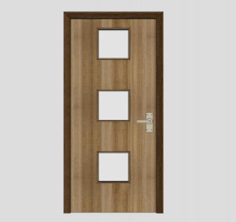 现代室内方形玻璃木门SU模型下载_sketchup草图大师SKP模型