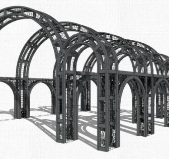欧式铁艺廊架小景SU模型下载_sketchup草图大师SKP模型