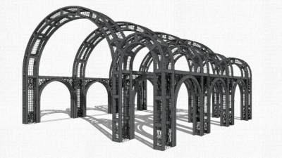 欧式铁艺廊架小景SU模型下载_sketchup草图大师SKP模型