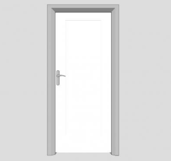 白色木单开门SU模型下载_sketchup草图大师SKP模型