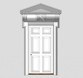 欧式创意白色单开门SU模型下载_sketchup草图大师SKP模型