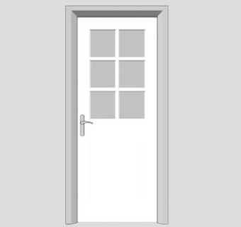 白色方格玻璃单开门SU模型下载_sketchup草图大师SKP模型