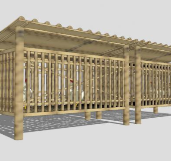 木质鸡笼鸡舍SU模型下载_sketchup草图大师SKP模型
