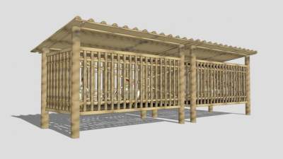 木质鸡笼鸡舍SU模型下载_sketchup草图大师SKP模型
