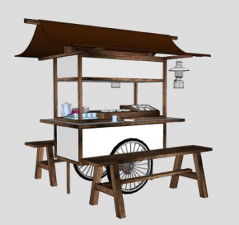 欧式移动小吃餐车SU模型下载_sketchup草图大师SKP模型