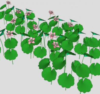 粉莲莲花睡莲荷花SU模型下载_sketchup草图大师SKP模型
