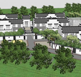 乡村农村中式别墅住宅建筑SU模型下载_sketchup草图大师SKP模型