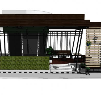 小型咖啡店咖啡馆SU模型下载_sketchup草图大师SKP模型
