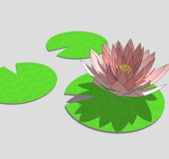 粉色水莲花莲叶SU模型下载_sketchup草图大师SKP模型