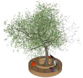 木质圆形树池SU模型下载_sketchup草图大师SKP模型