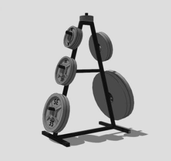 室内健身器材杠铃片架SU模型下载_sketchup草图大师SKP模型