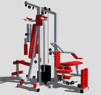 红色360多功能训练器SU模型下载_sketchup草图大师SKP模型