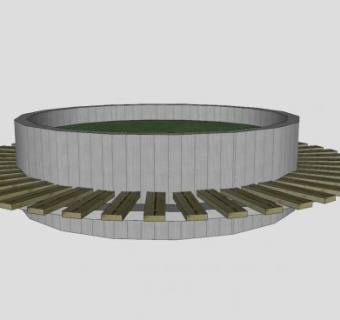 卡利益圆形树池座椅SU模型下载_sketchup草图大师SKP模型