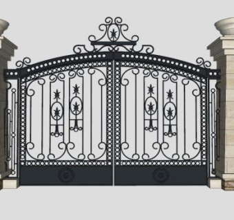 欧式住宅铁艺门大门SU模型下载_sketchup草图大师SKP模型