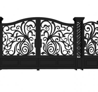 欧式铁柱铁艺门SU模型下载_sketchup草图大师SKP模型