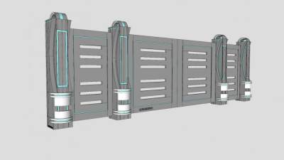 现代围墙大门闸门SU模型下载_sketchup草图大师SKP模型