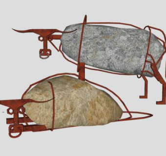石牛抽象小品雕塑SU模型下载_sketchup草图大师SKP模型