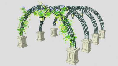 拱形铁艺花架SU模型下载_sketchup草图大师SKP模型