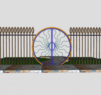 创意铁艺大门SU模型下载_sketchup草图大师SKP模型