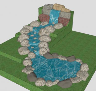 文化石人造流水石流水水景模型下载_sketchup草图大师SKP模型