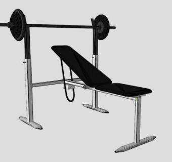 黑色卧推架健身器材SU模型下载_sketchup草图大师SKP模型