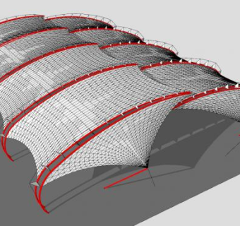 张拉膜挡棚停车棚SU模型下载_sketchup草图大师SKP模型