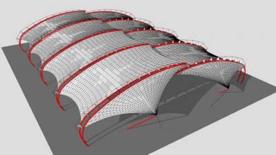 张拉膜挡棚停车棚SU模型下载_sketchup草图大师SKP模型