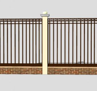 铁艺围墙围栏SU模型下载_sketchup草图大师SKP模型