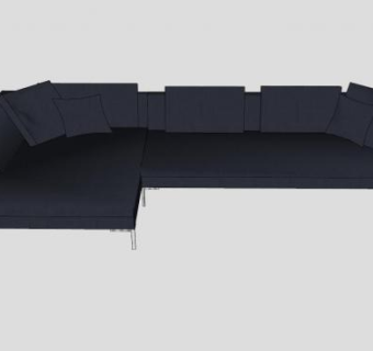 L型黑色沙发家具SU模型下载_sketchup草图大师SKP模型