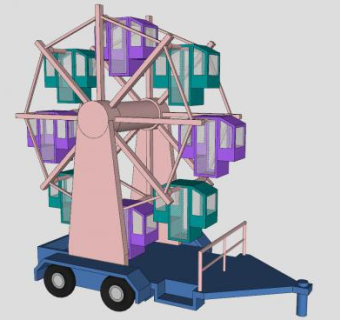 移动摩天轮SU模型下载_sketchup草图大师SKP模型