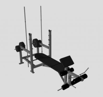 健身器械黑色卧推架SU模型下载_sketchup草图大师SKP模型