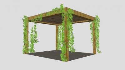 木质花架廊架SU模型下载_sketchup草图大师SKP模型