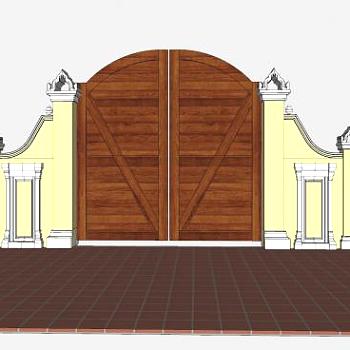 欧式围墙大门SU模型下载_sketchup草图大师SKP模型