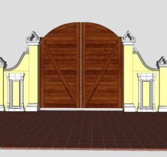 欧式围墙大门SU模型下载_sketchup草图大师SKP模型