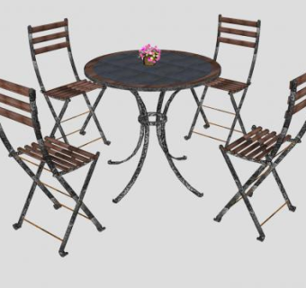 圆形桌椅家具SU模型下载_sketchup草图大师SKP模型