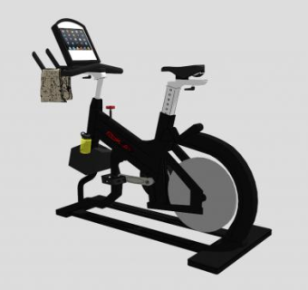 健身器材黑色坐式磁控健身车SU模型下载_sketchup草图大师SKP模型