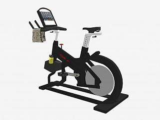 健身器材黑色坐式磁控健身车SU模型下载_sketchup草图大师SKP模型
