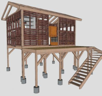 岸边木屋SU模型下载_sketchup草图大师SKP模型