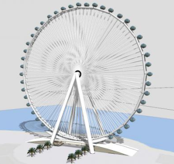 大型摩天轮游乐设施SU模型下载_sketchup草图大师SKP模型