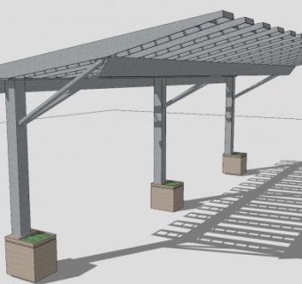 钢结构廊架SU模型下载_sketchup草图大师SKP模型