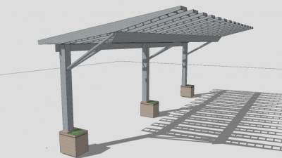 钢结构廊架SU模型下载_sketchup草图大师SKP模型