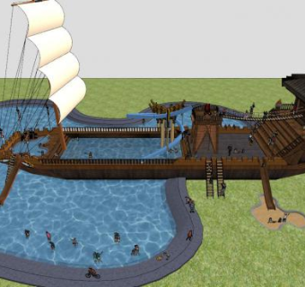 川蜀风格主题公园SU模型下载_sketchup草图大师SKP模型