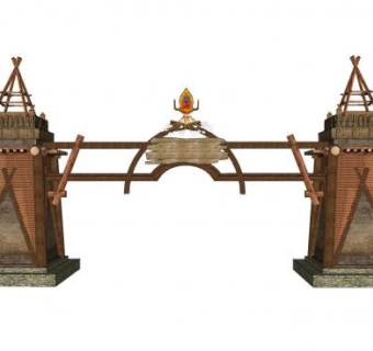 将军沟大门SU模型下载_sketchup草图大师SKP模型