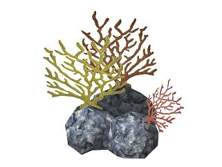 珊瑚石石头SU模型下载_sketchup草图大师SKP模型