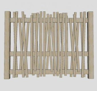 木篱笆栅栏护栏SU模型下载_sketchup草图大师SKP模型