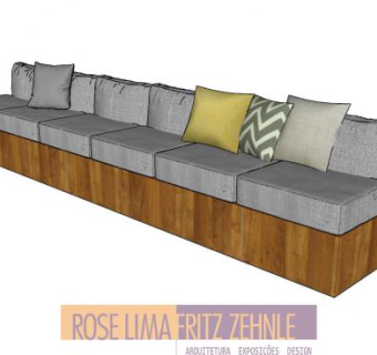 户外露天沙发直沙发长沙发SU模型下载_sketchup草图大师SKP模型