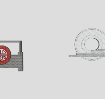 中式景墙小品SU模型下载_sketchup草图大师SKP模型
