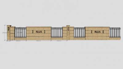 欧式铁艺围墙墙壁SU模型下载_sketchup草图大师SKP模型