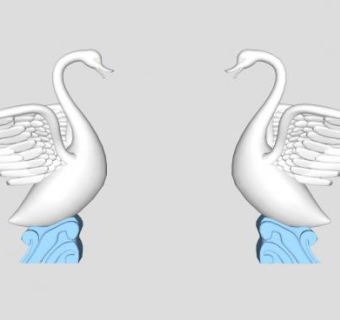 白天鹅雕像雕塑SU模型下载_sketchup草图大师SKP模型