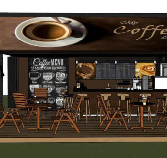 集装箱咖啡厅SU模型下载_sketchup草图大师SKP模型